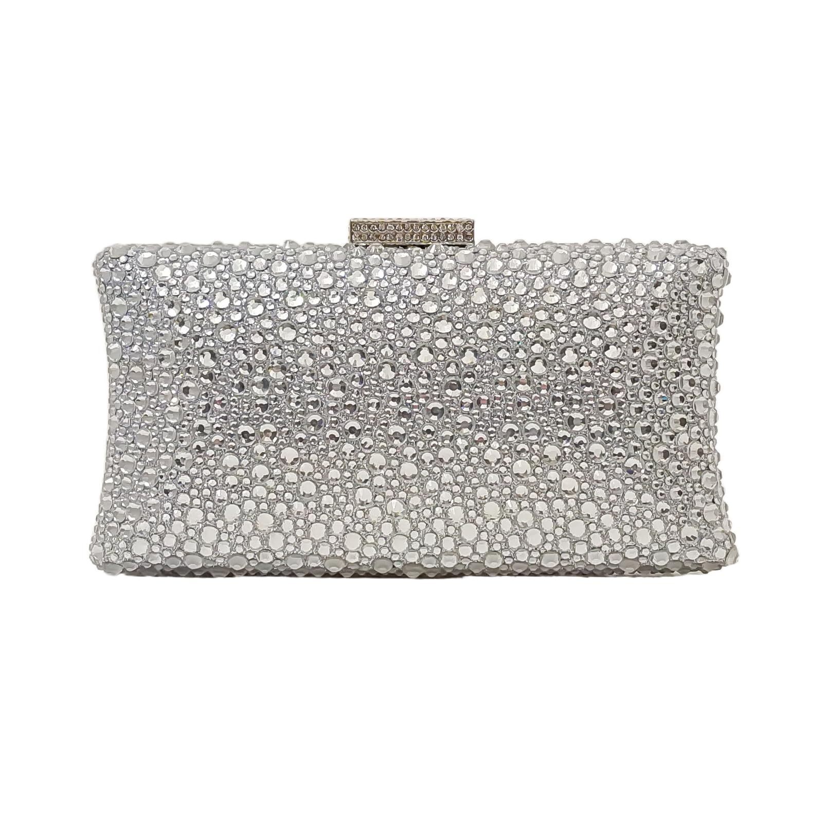 2742 Sparkly Elegant Crystal Clutch Solid Rhinestone Handbags Party Purse